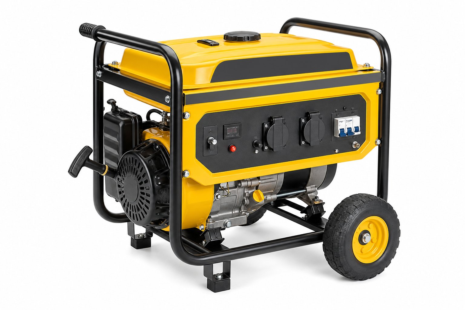 NLS Site Generator 6 kVA — 6 kVA petrol generator for mixers, floodlights and tools where the grid is not yet in.