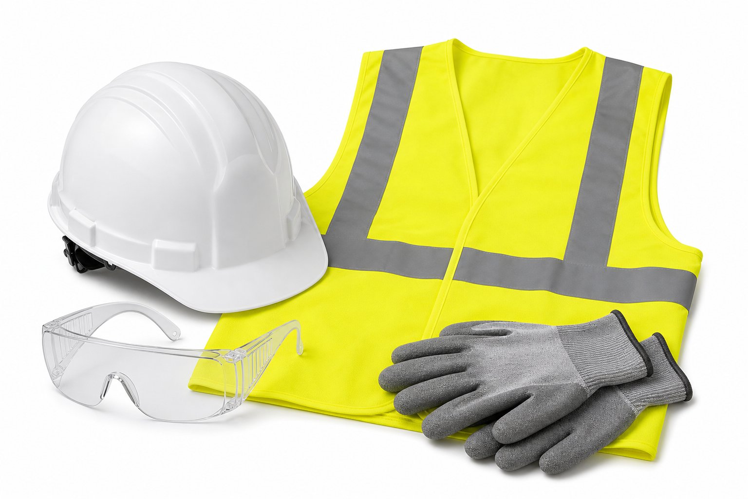 Site Safety Kit (PPE Set) — Hard hat, hi-vis vest, goggles and gloves — a complete site-induction PPE set.